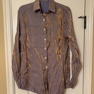 Gold and Gray Button-Up Shirt